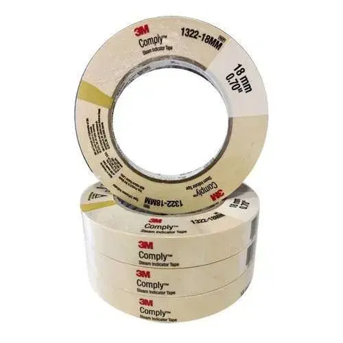 3M Comply Autoclave Steam Indicator Tape 1322-18MM – Steam Sterilization Monitoring, 18mm x 55m