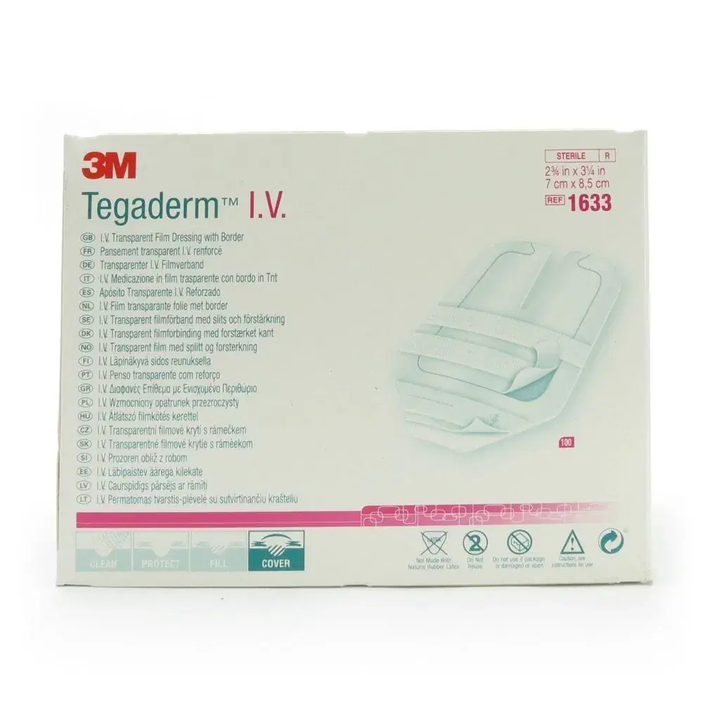 3M Tegaderm 1633 I.V.Transparent Film Dressing, Adult Peripheral, 7 cm x 8.5 cm
