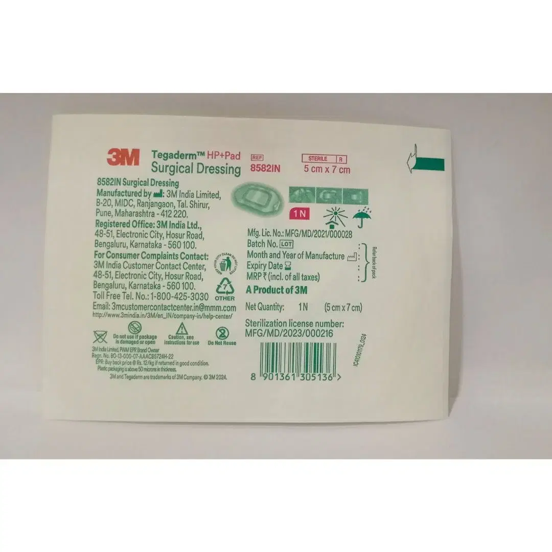 3M Tegaderm HP+Pad Film Dressing 8582 - 5cm x 7cm, Non-Adherent Wound Care Pad