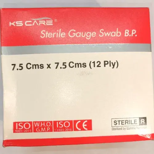 KS Care Surgical Sterile Gauze Swab (7.5cm x 7.5cm) 12 Ply - Pack of 4 x 10