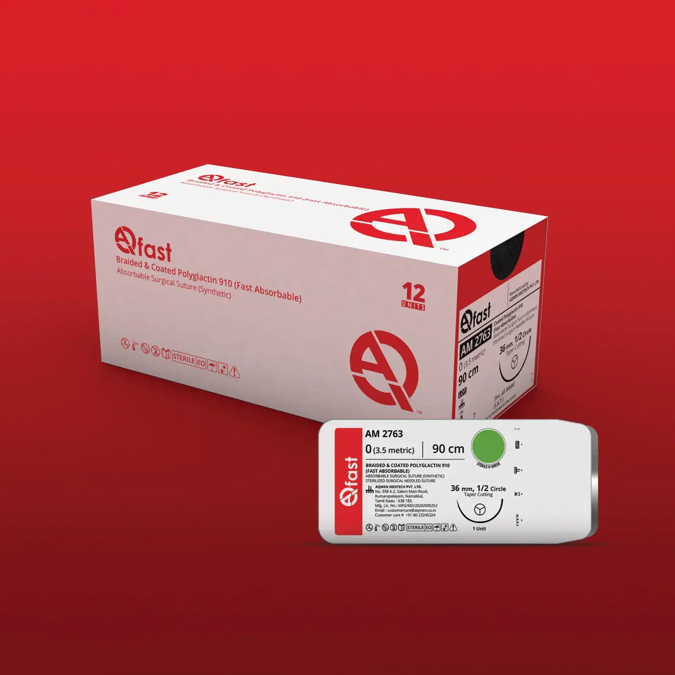 Aqmen - AM2718 - Sutures AM2718 AqFast Vicryl Type USP 4-0-12 Foils