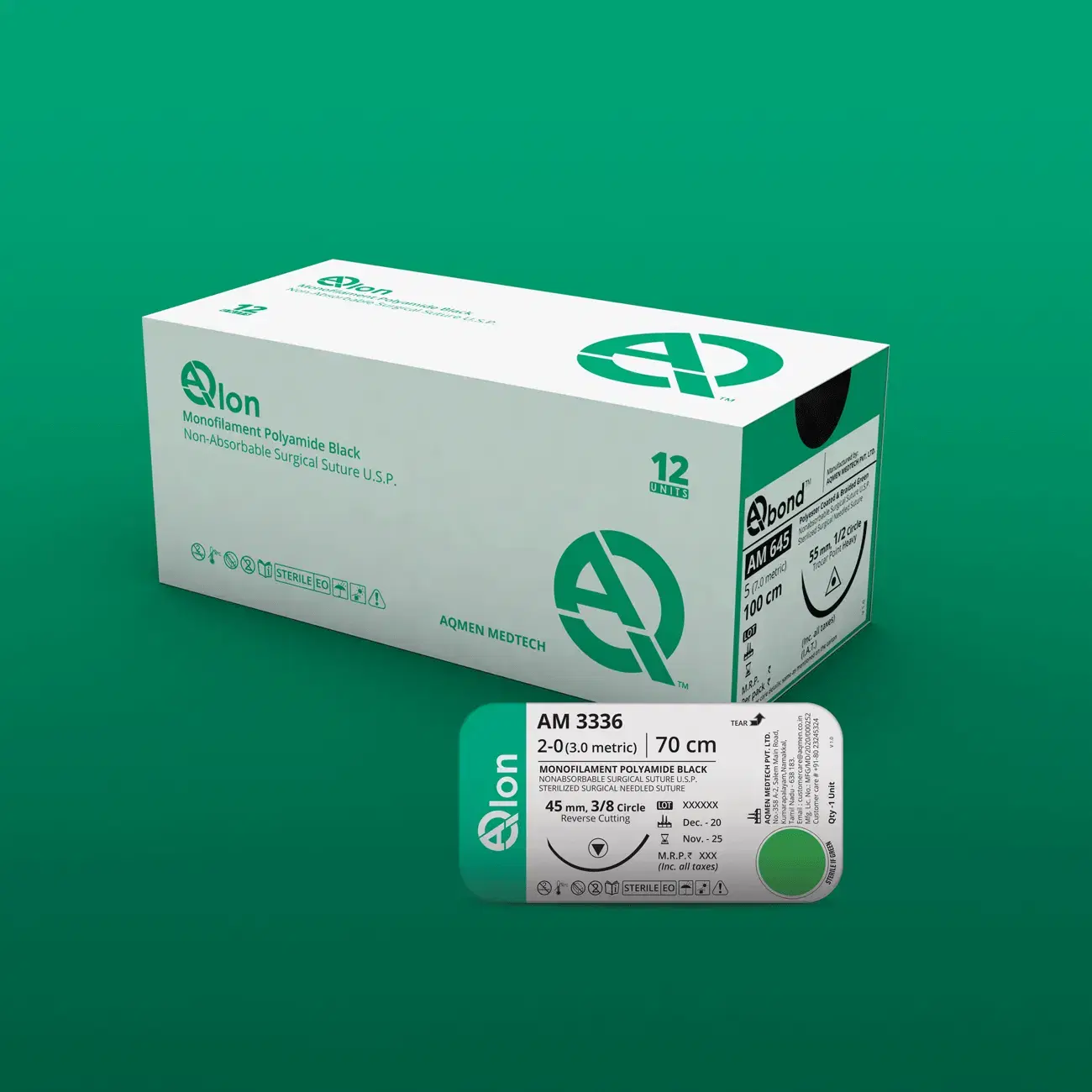 Aqmen - AM3328S - Sutures AM3328S AqLon Ethilon Type USP 3-0-12 Foils