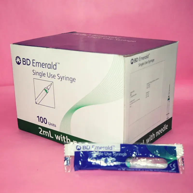 BD Emerald 2ml Syringe with Needle 24G*1 inch -100 Syringe box