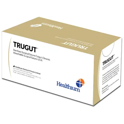 Healthium - Sutures India - SN4259 - Trugut Chromic 1-0 SN 4259 -12 Foils Box