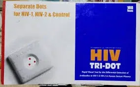 HIV 1 & 2 Tri-Dot Diagnostic Test - 100 kits