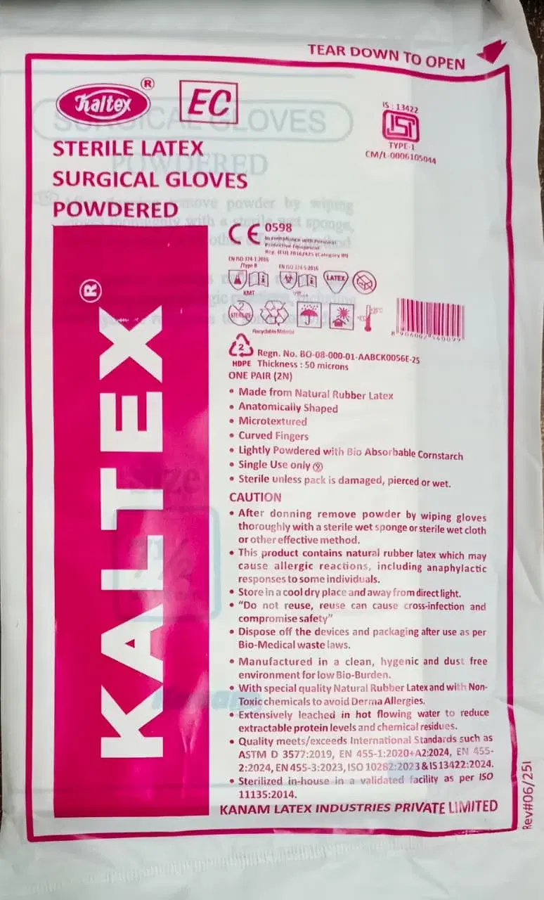 Kaltex EC Sterile Latex Surgical Powdered Gloves ( 1 Pair )