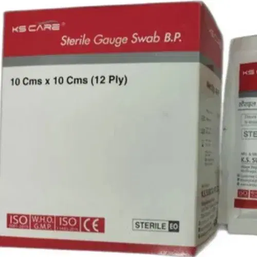 KS Care Surgical Sterile Gauze Swab (10cm x 10cm) 12 Ply - Pack of 4 x 10