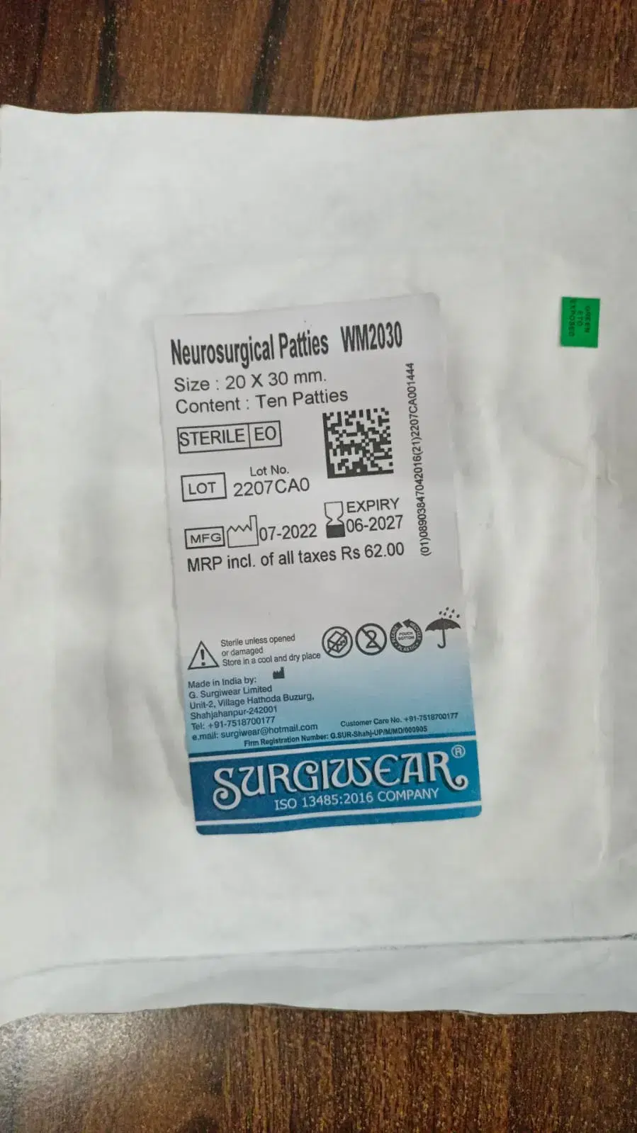 Surgiwear Neurosurgical Patties -10 pcs