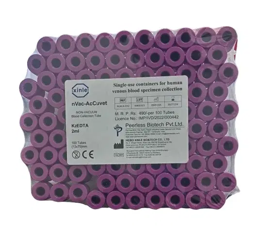 Xinle Non-Vacuum Blood Collection Tube K2 EDTA 2ml ( Pack Of 100 )